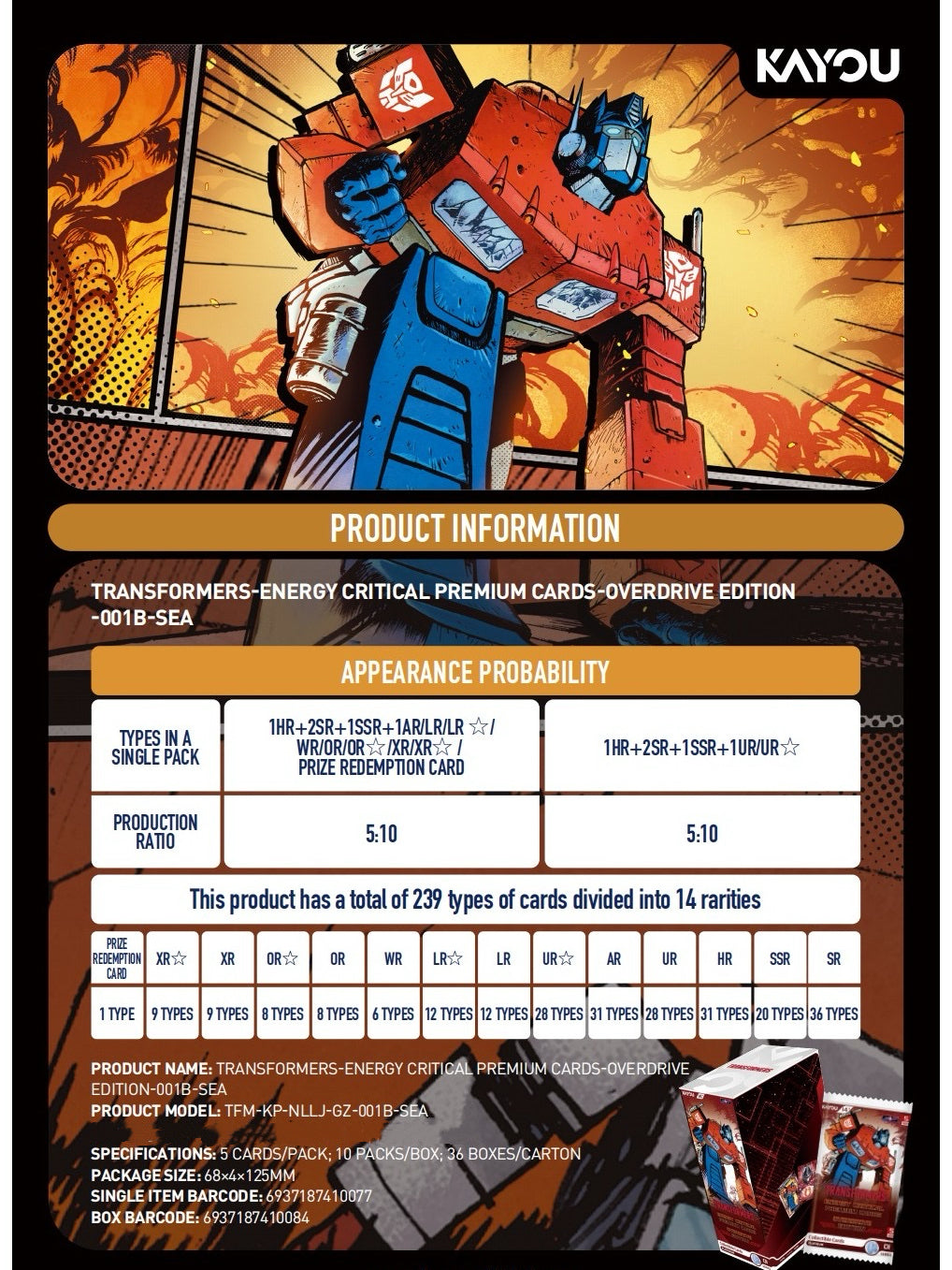 TRANSFORMERS-ENERGY CRITICAL PREMIUM CARDS-OVERDRIVE EDITION
 -001B-SEA